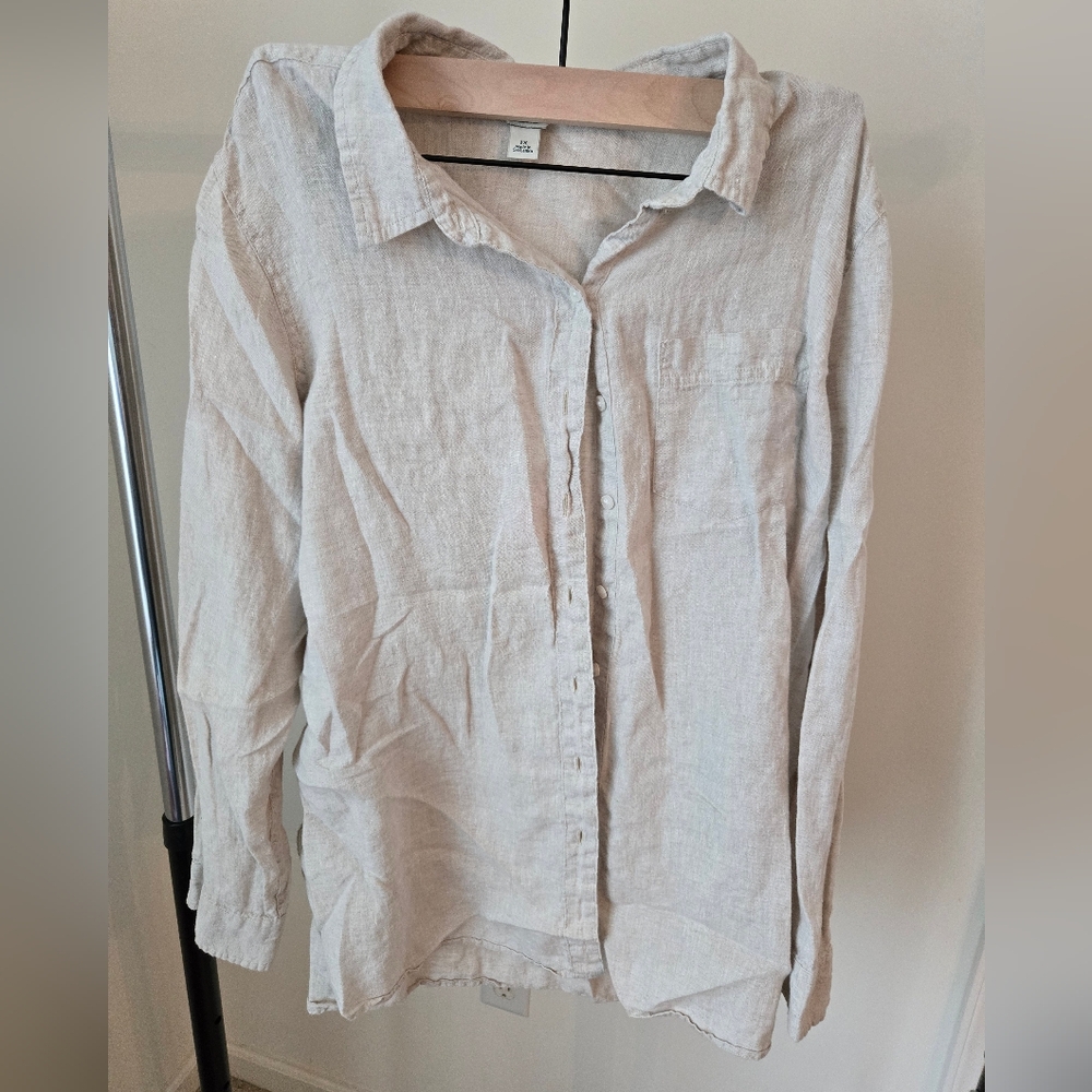L.L. Bean Linen Shirt In Cream